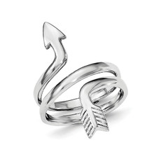 Ladies Sterling Silver Rhodium Plated Arrow Wrap Ring (Size 7) product image