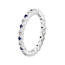 1/4 Carat (ctw) Lab Created Blue Sapphire Ring Band in Sterling Silver product image