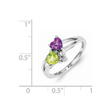 7/10 Carat (ctw) Amethyst and Peridot Heart Ring in Sterling Silver product image