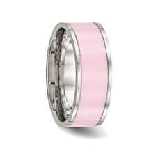 Ladies Pink Ceramic and Stainless Steel 7.5mm Polished Band Ring product image