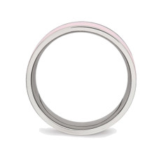 Ladies Pink Ceramic and Stainless Steel 7.5mm Polished Band Ring product image