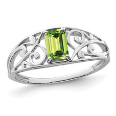 1/2 Carat (ctw) Emerald-Cut Peridot Ring in Sterling Silver product image