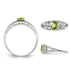 1/2 Carat (ctw) Emerald-Cut Peridot Ring in Sterling Silver product image