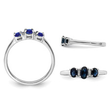 4/5 Carat (ctw) Three-Stone Blue Sapphire Ring in Sterling Silver product image