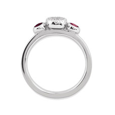 1/3 Carat (ctw) Lab Created Ruby Ring with Diamonds in Sterling Silver product image