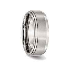 8mm Men's Chisel Stainless Steel Brushed and Polished Wedding Band Ring product image