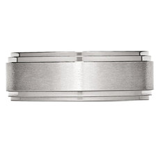 8mm Men's Chisel Stainless Steel Brushed and Polished Wedding Band Ring product image