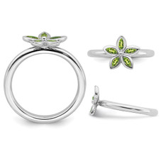 2/5 Carat (ctw) Green Peridot Flower Ring in Sterling Silver product image