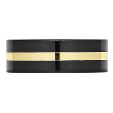8mm Men's Black Ceramic Wedding Band Ring with 14K Yellow Gold Inlay product image