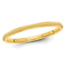 Ladies 14K Yellow Gold 1.50mm Stackable Milgrain Wedding Band Ring product image
