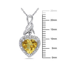 1.70 Carat (ctw) Citrine and Diamond Heart Pendant Necklace in Sterling Silver product image