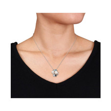 Freshwater Pearl Sky Blue Topaz Sapphire Cluster Pendant Necklace product image