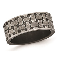 Stainless Steel Brushed Antiqued Textured Ring product image