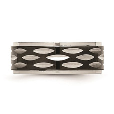 8mm Black Plated Stainless Steel Grooved Wedding Band Ring product image