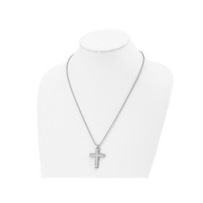 Men's Titanium Brushed Cross Pendant Necklace with Chain (22") product image