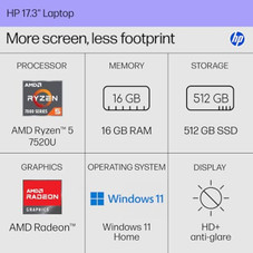 HP 17.3" Laptop Ryzen 5 7520U, 16GB, 512GB SSD, Win 11 H (2025) product image