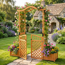 Gated Garden Arbor with Planter Boxes product image