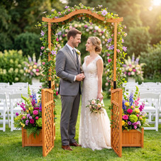 Gated Garden Arbor with Planter Boxes product image