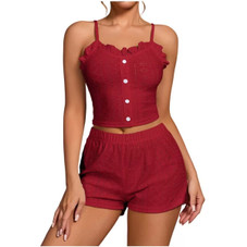Women’s Eyelet Ruffle Pajama Set product image