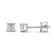 10K White Gold Princess Cut 1/6CT Diamond Solitaire Earrings product image