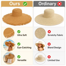 Extra Wide Brim Fringe Straw Sun Hat product image