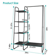Metal Garment Rack with Hanging Rod and 5 Mesh Shelves product image
