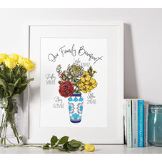 Personalized Family Flower Bouquet Print product image