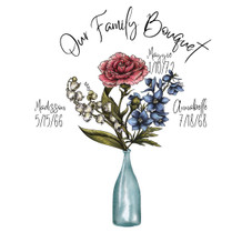 Personalized Family Flower Bouquet Print product image