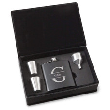 Personalized Black Stainless Steel Flask Set product image