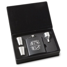 Personalized Black Stainless Steel Flask Set product image