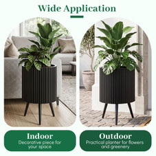 Fluted Metal Plant Pot with Stand (1- or 2-Pack) product image