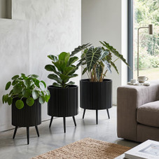 Fluted Metal Plant Pot with Stand (1- or 2-Pack) product image