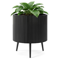 Fluted Metal Plant Pot with Stand (1- or 2-Pack) product image