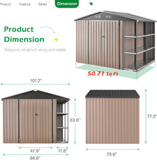 8x6 Large Outdoor Storage Tool Utility Shed  product image