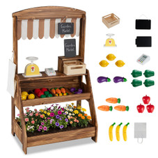 2-in-1 Wooden Play Kitchen & Market Stand product image