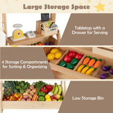 2-in-1 Wooden Play Kitchen & Market Stand product image