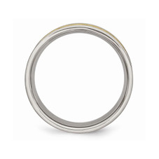 8mm Men's Titanium Brushed Wedding Band Ring with Yellow Plating product image
