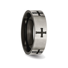 Men's Titanium Cross 7mm Brushed Wedding Band Ring product image