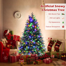 5ft Pre-Lit Snowy Hinged Christmas Tree with 11 Flash Modes and 250 LED Lights product image