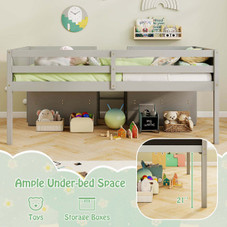 Twin Size Low Loft Bed with Ramp Ladder and Bookcases product image