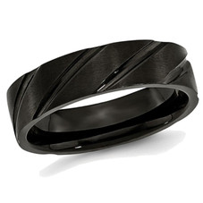 6mm Mens' Black Plated Titanium Swirl Design Band Ring product image