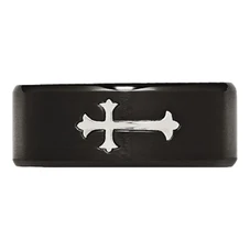 9mm Men's Black Plated Stainless Steel Brushed Cross Wedding Band Ring product image