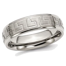6mm Men's Greek Key Titanium Satin-Polished Wedding Band Ring product image