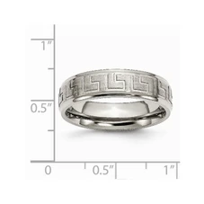 6mm Men's Greek Key Titanium Satin-Polished Wedding Band Ring product image