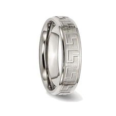 6mm Men's Greek Key Titanium Satin-Polished Wedding Band Ring product image