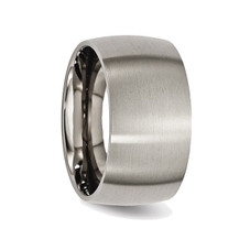 12mm  Men's Chisel  Titanium Brushed Wedding  Band Ring product image