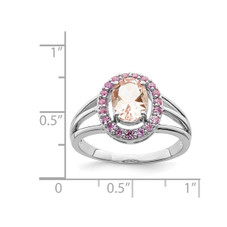 1.00 Carat (ctw)  Morganite and Synthetic Pink Sapphires Ring in Sterling Silver product image