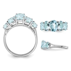 3.00 Carat (ctw) Light Aquamarine Five Stone Ring in Sterling Silver product image