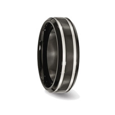 7mm Men's Chisel Comfort-Fit Black Titanium Wedding Band Ring product image