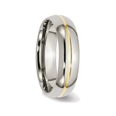 6mm Men's Chisel Titanium Yellow Plated Wedding Band Ring product image